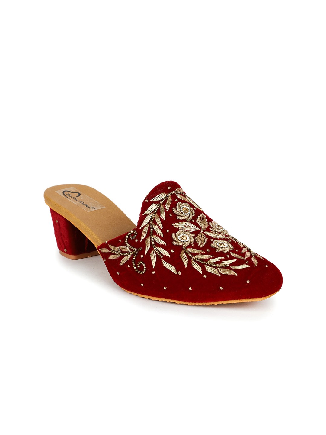 

The Desi Dulhan Embellished Ethnic Block Mules, Maroon