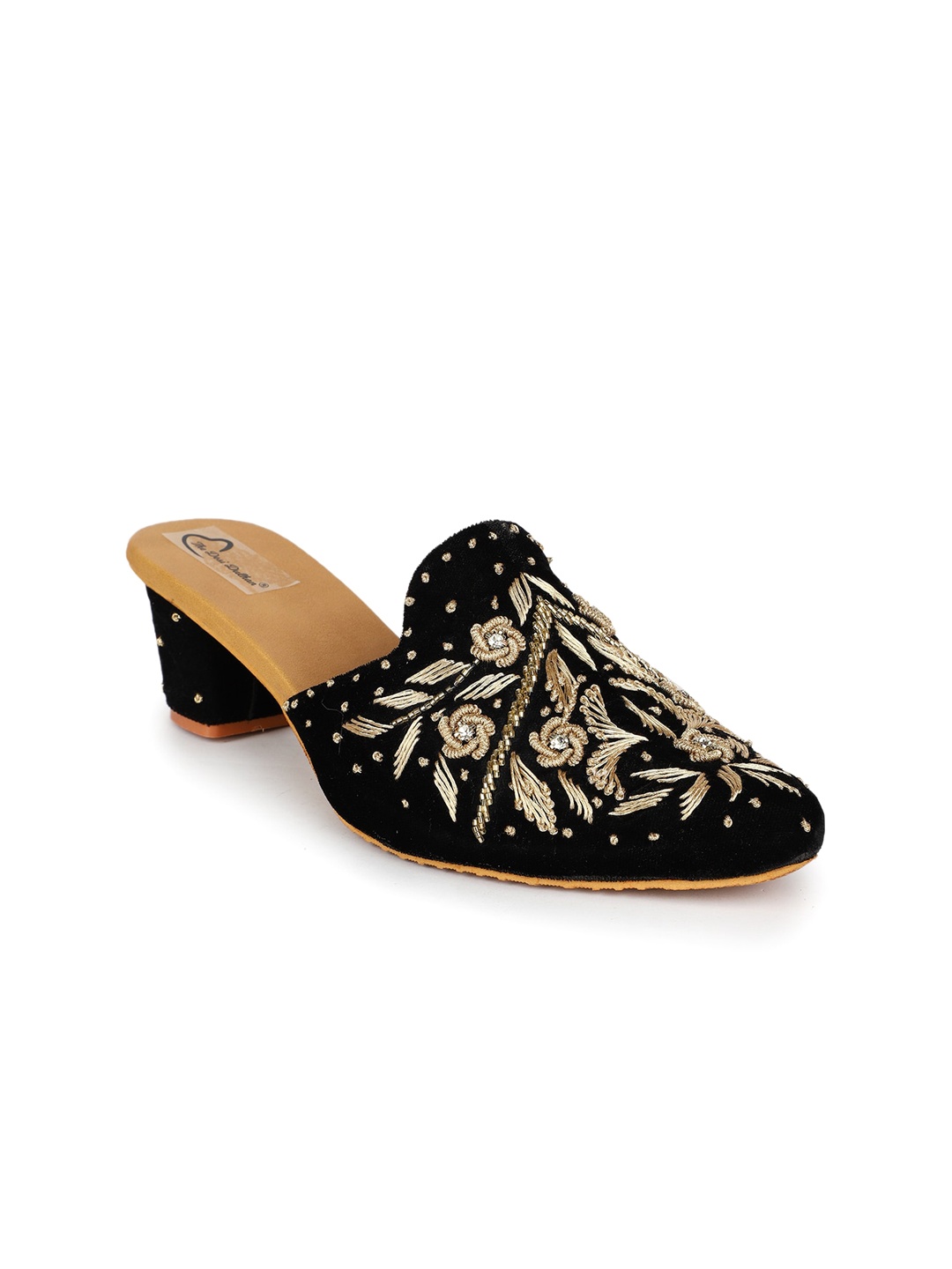 

The Desi Dulhan Embellished Ethnic Block Mules, Black