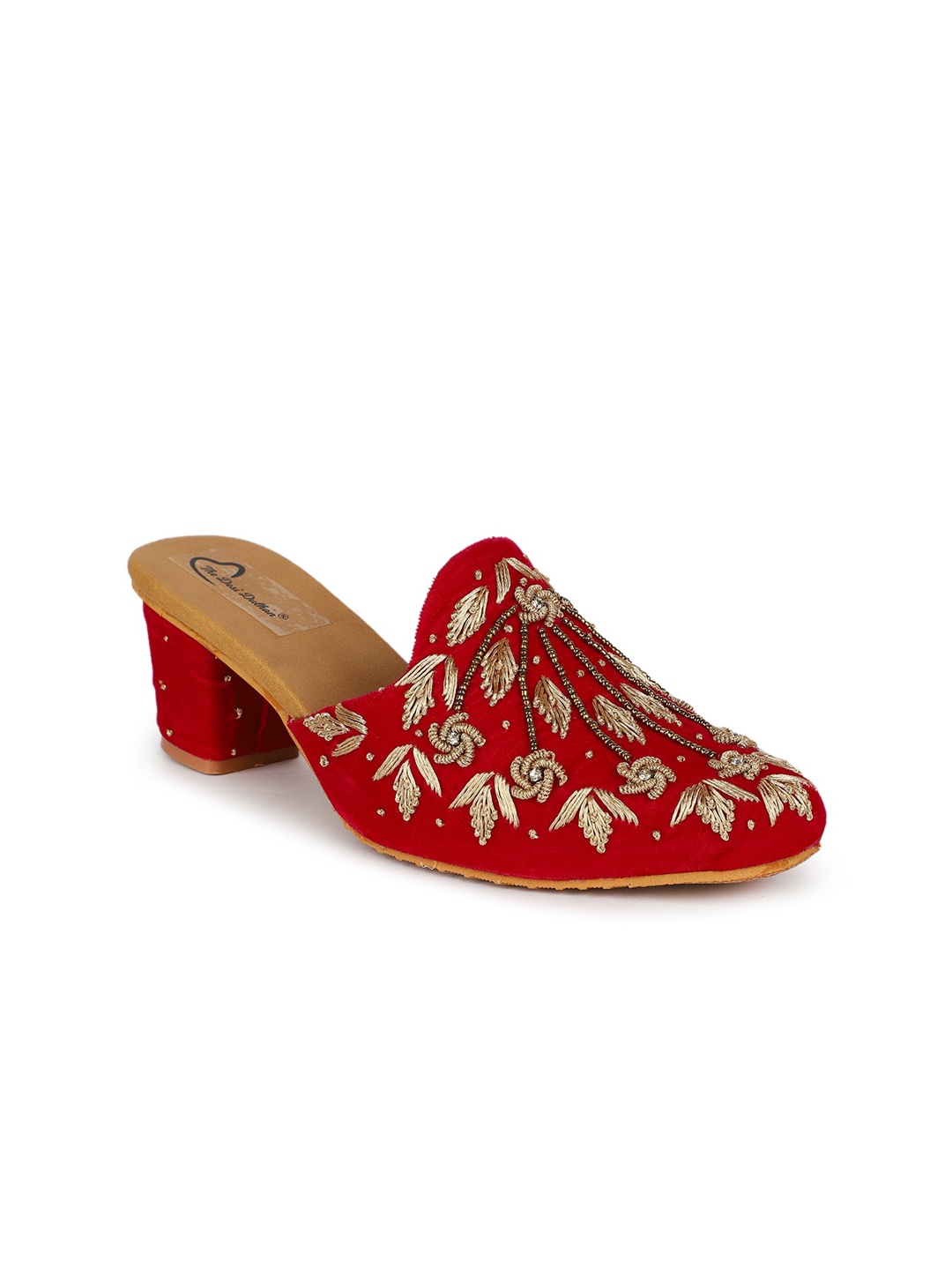 

The Desi Dulhan Embroidered Block Heel Mules, Magenta