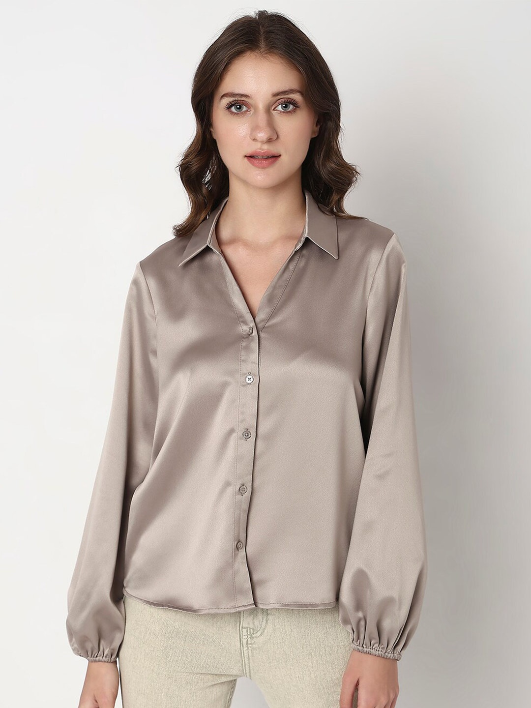 

Vero Moda Spread Collar Casual Shirt, Grey