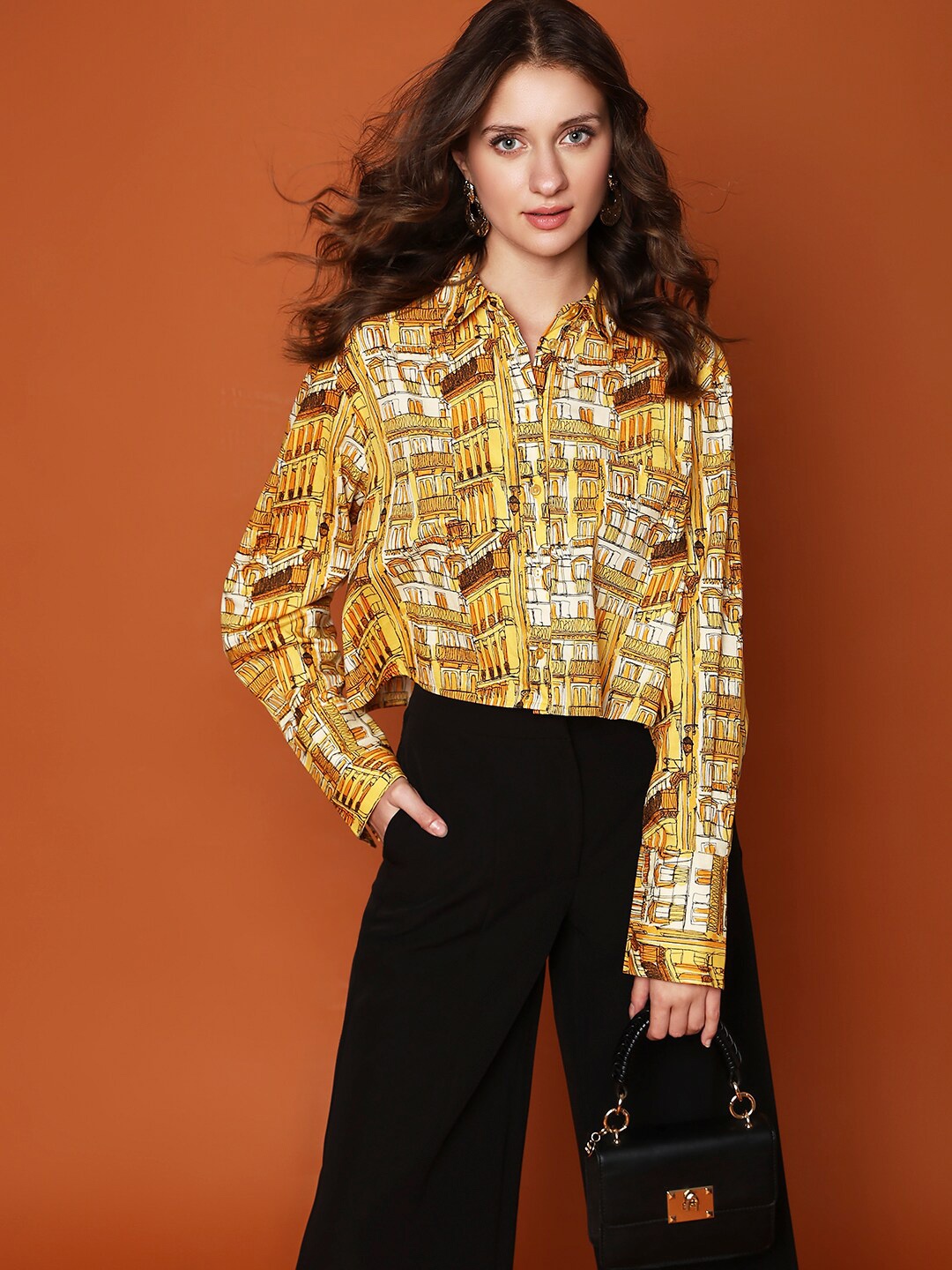 

Vero Moda Abstract Printed Cotton Casual Shirt, Yellow