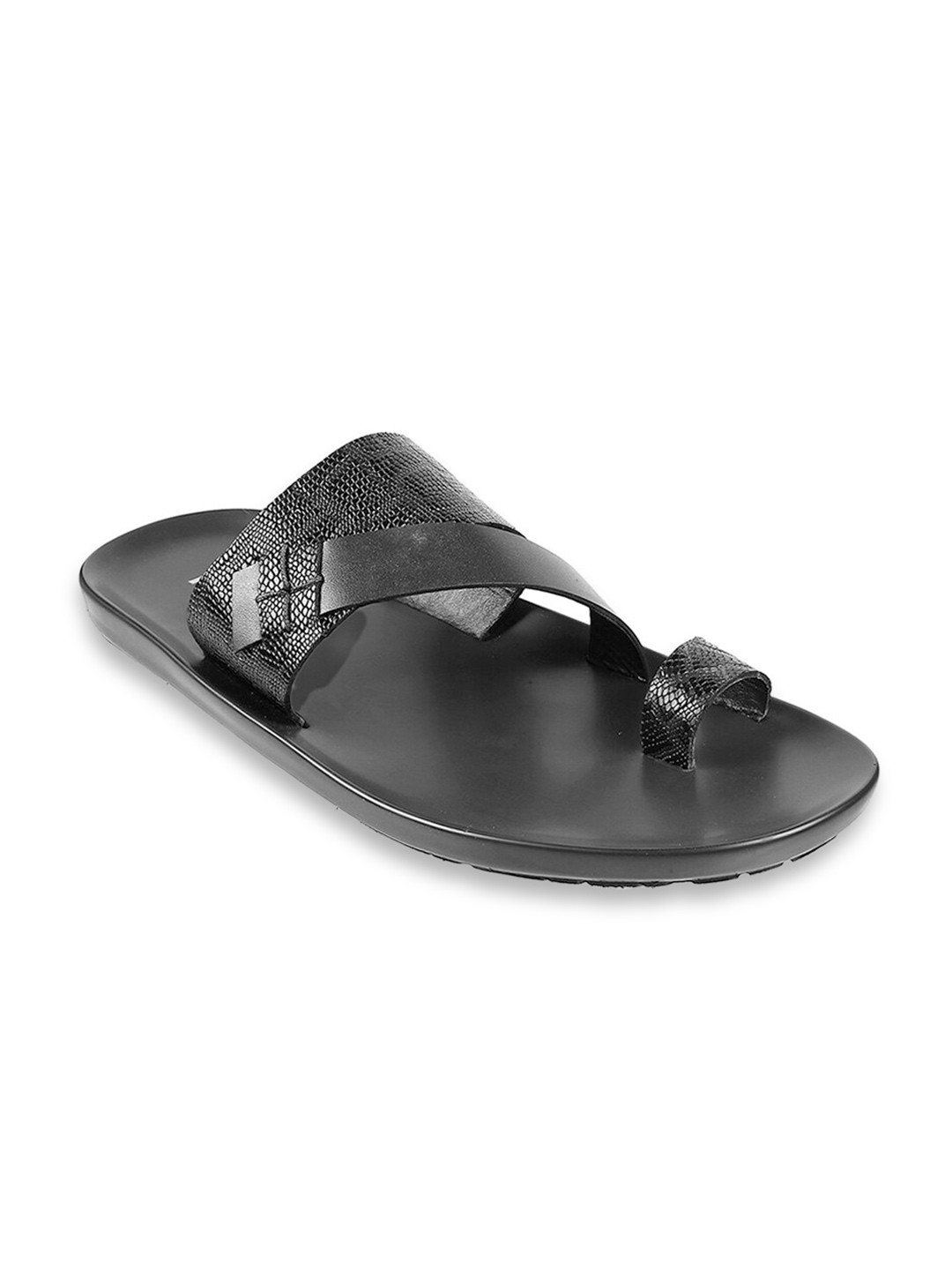 

Mochi Men Textured Leather Comfort Sandals, Black