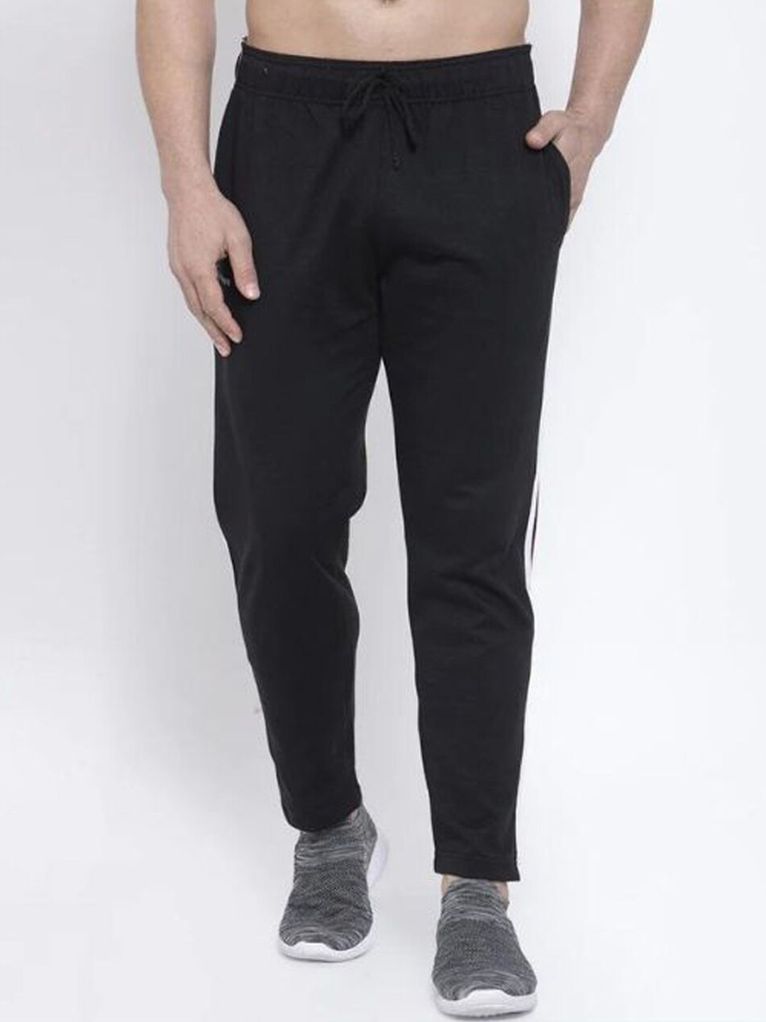 

FRENCH KLEIDER Men Mid-Rise Regular Fit Pure Cotton Track Pants, Black