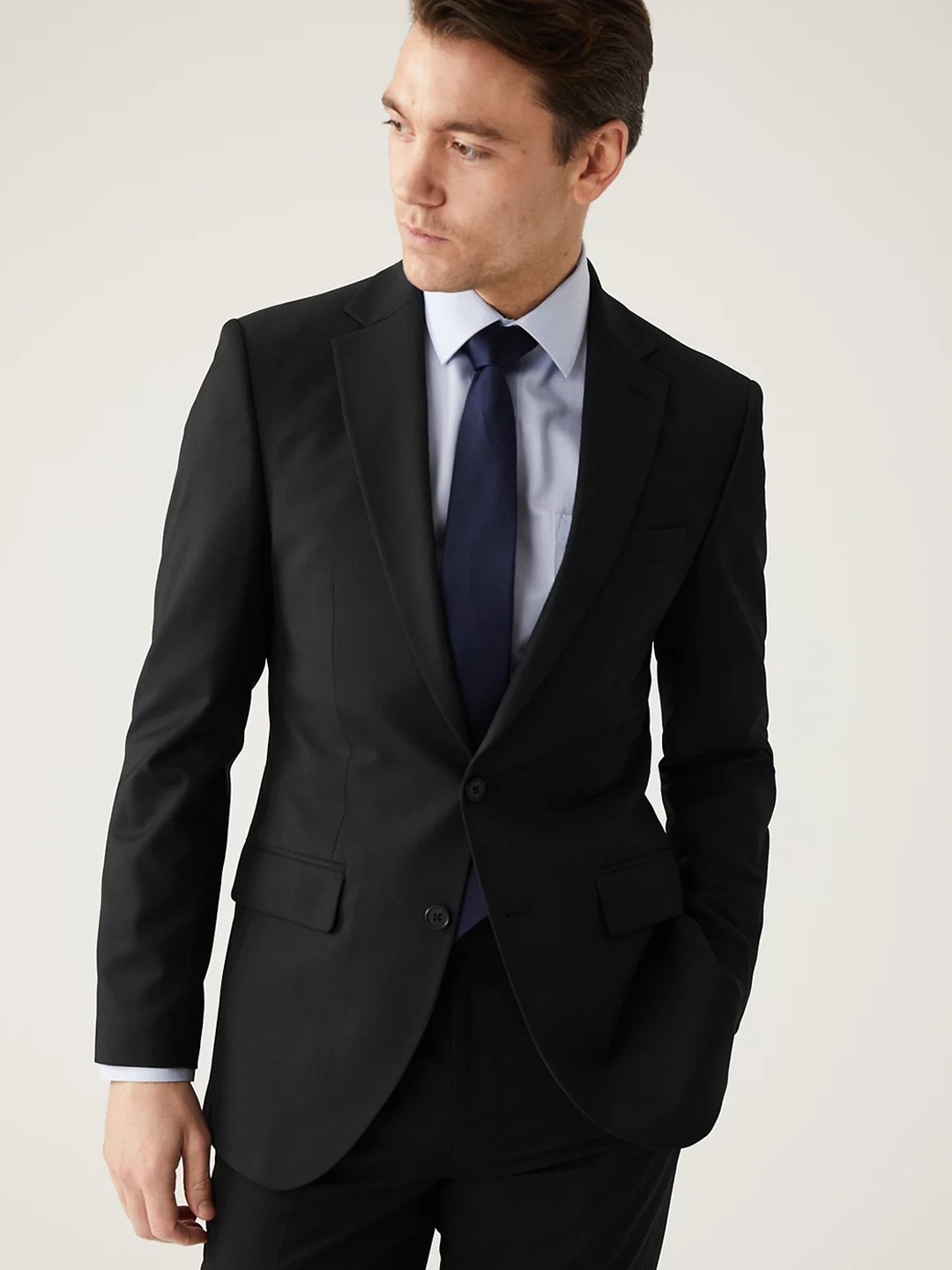 

Marks & Spencer Single-Breasted Slim-Fit Formal Blazer, Black