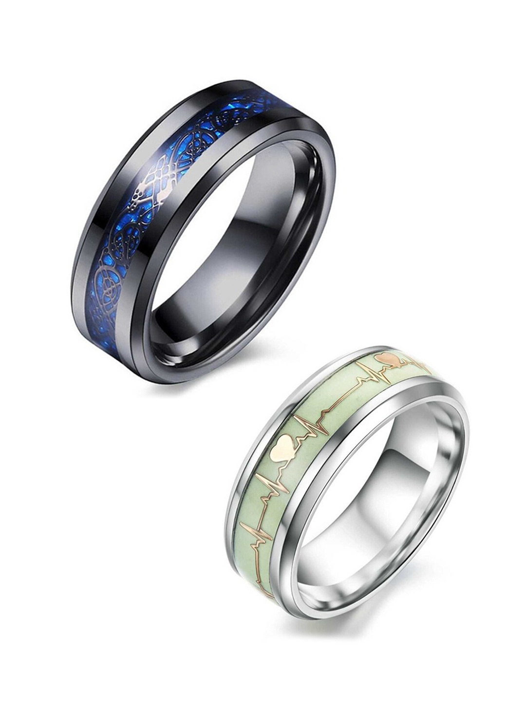 

MEENAZ Unisex Set Of 2 Silver-Plated Finger Ring