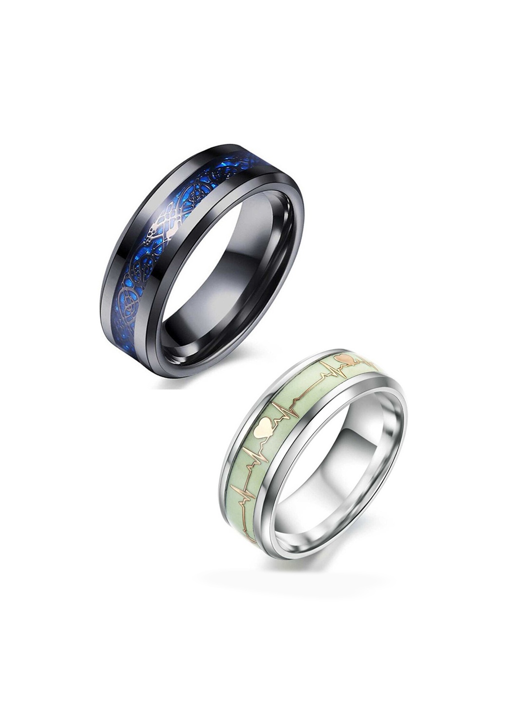 

MEENAZ Unisex Set Of 2 Silver-Plated Finger Ring