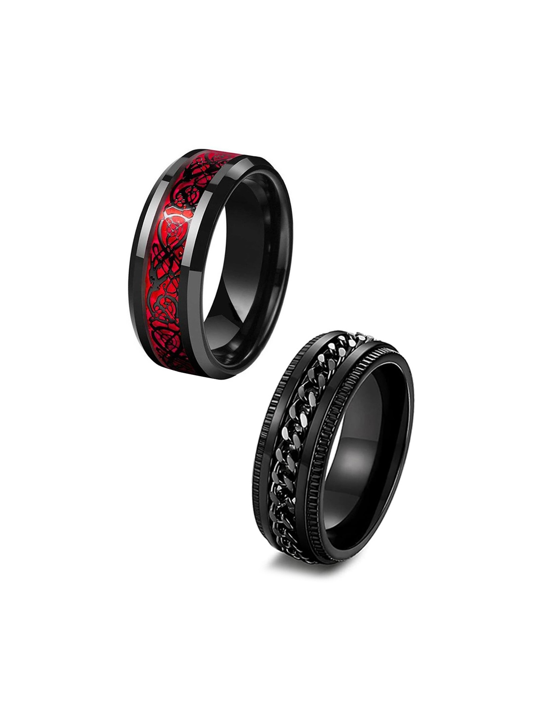 

MEENAZ Unisex Set Of 2 Silver-Plated Finger Ring