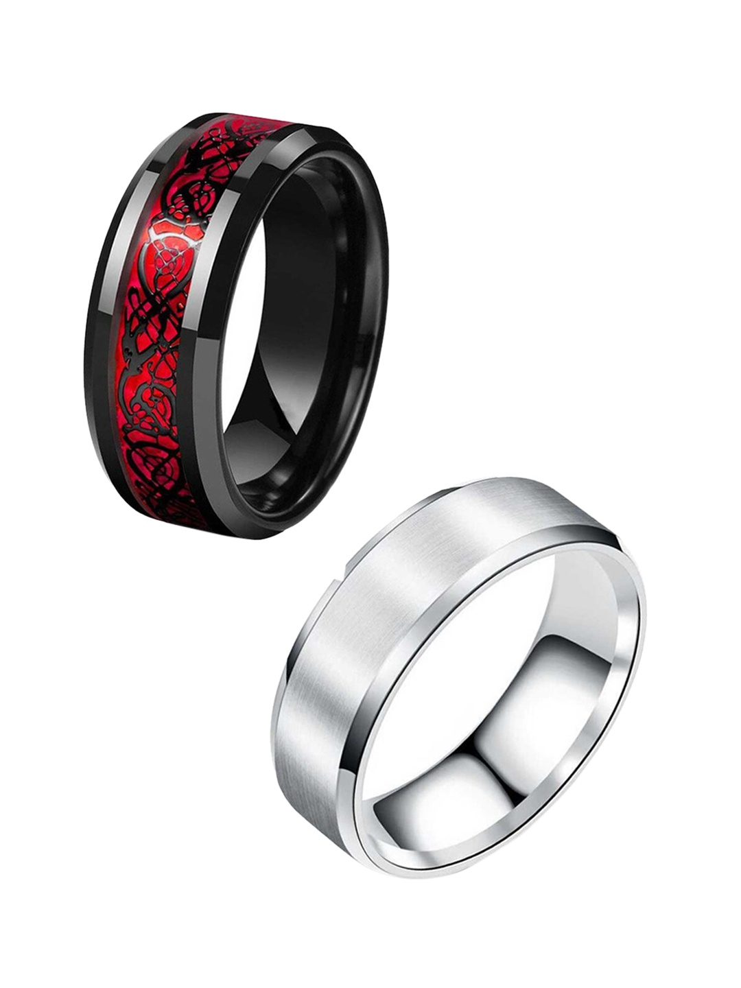 

MEENAZ Unisex Set Of 2 Silver-Plated Finger Ring