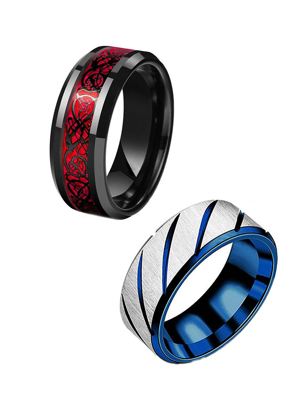

MEENAZ Unisex Set Of 2 Silver-Plated Finger Rings