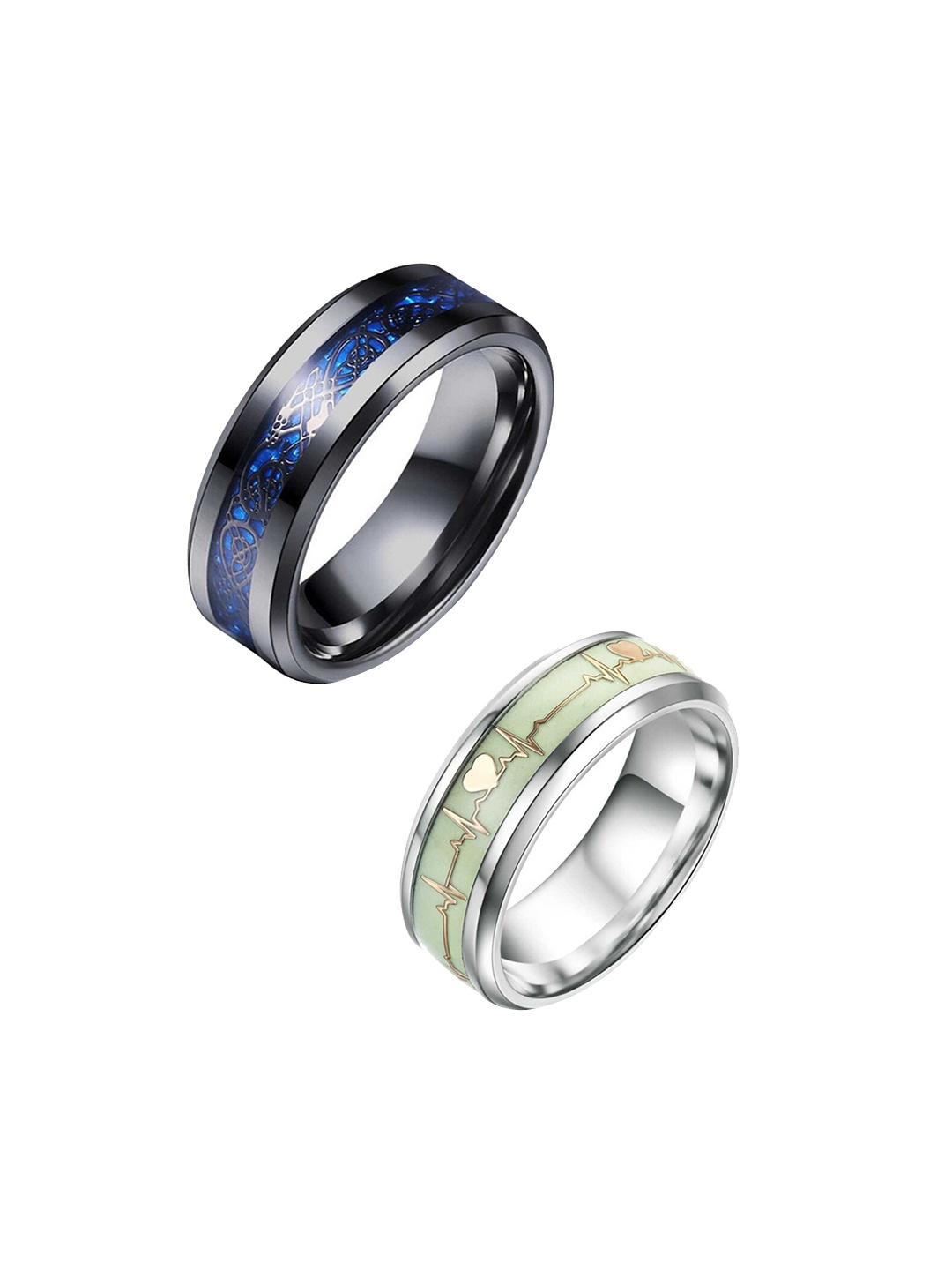 

MEENAZ Unisex Set Of 2 Silver-Plated Finger Rings