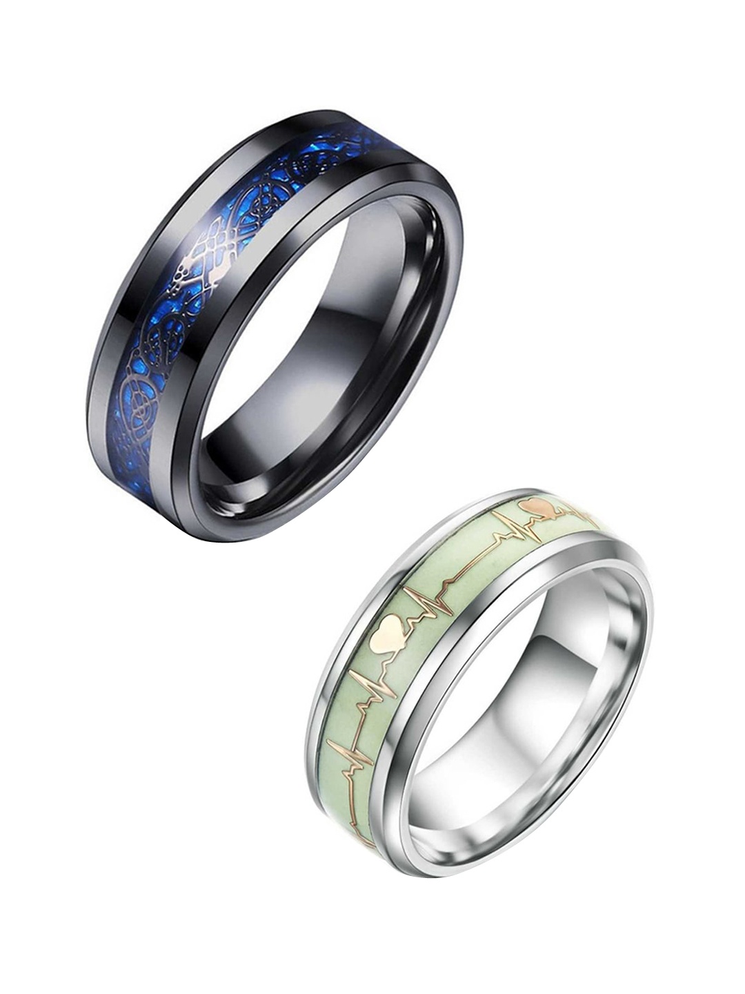 

MEENAZ Men Set Of 2 Silver-Plated Finger Rings
