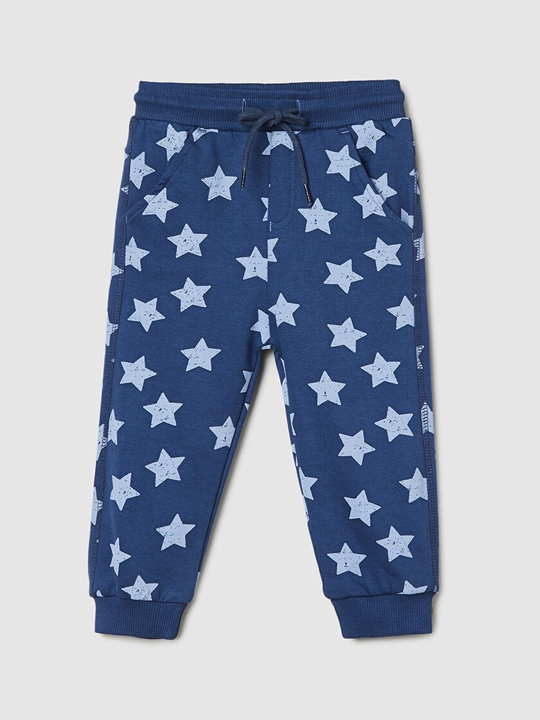

max Infant Boys Conversational Printed Pure Cotton Joggers, Blue