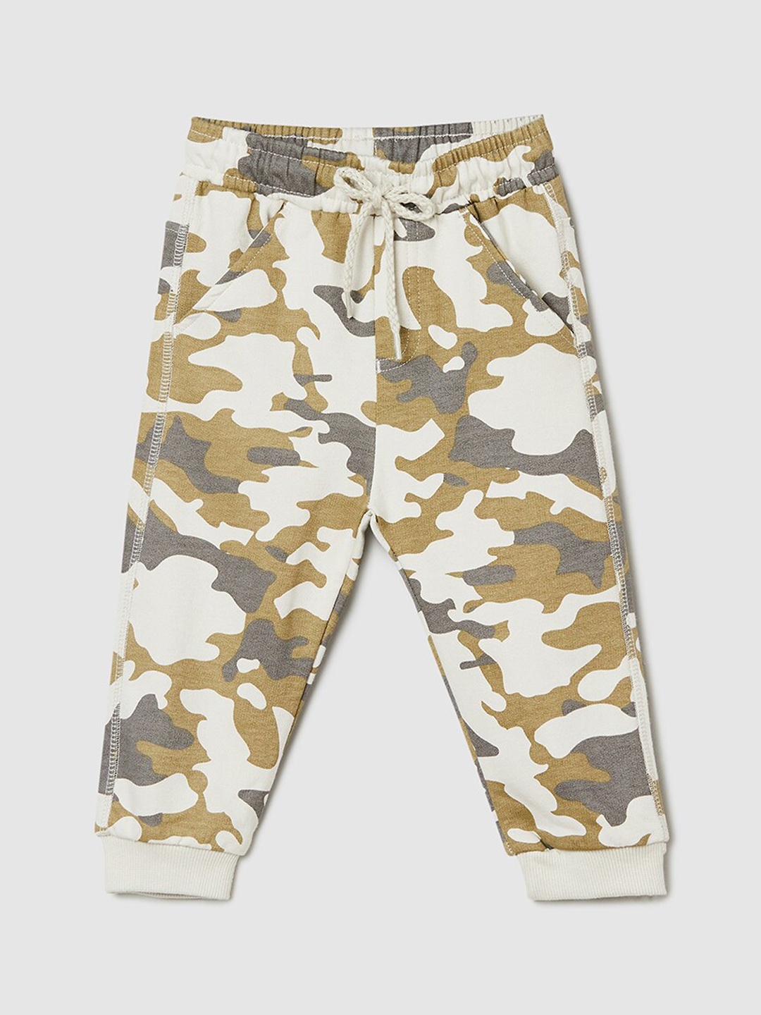

max Infant Boys Camouflage Printed Mid-Rise Pure Cotton Joggers, White