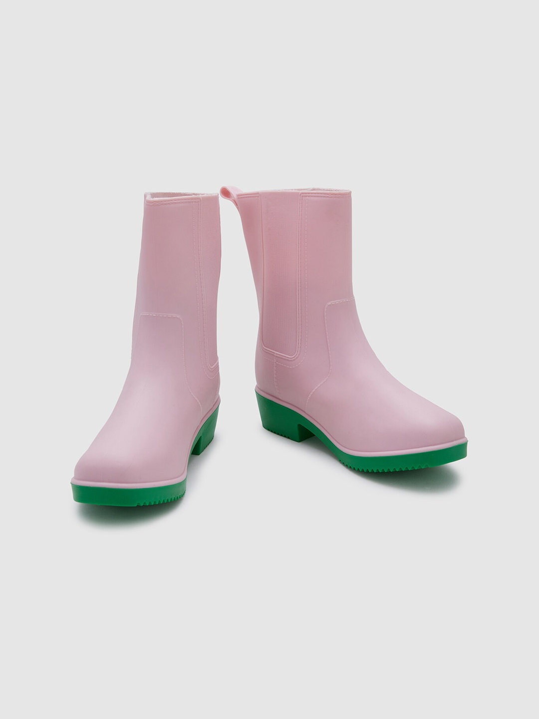 

Sole To Soul Women Mid Top Block-Heel Waterproof & Non-Slip Rain Boots, Pink