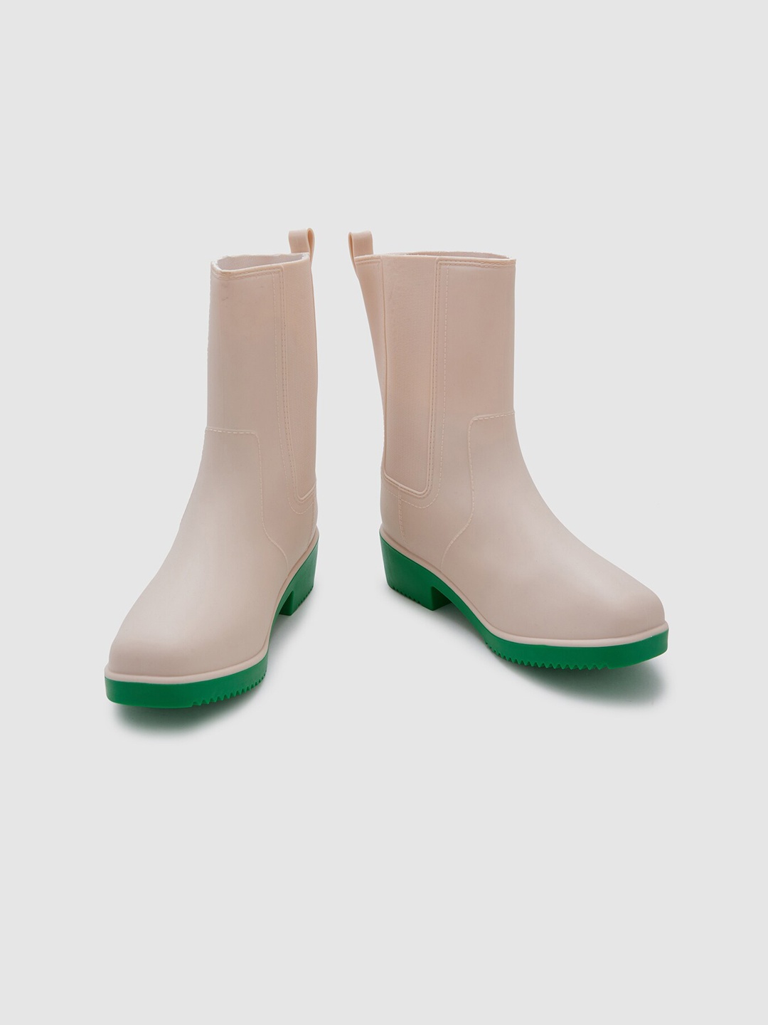 

Sole To Soul Women Mid Top Block-Heel Waterproof & Non-Slip Rain Boots, Peach