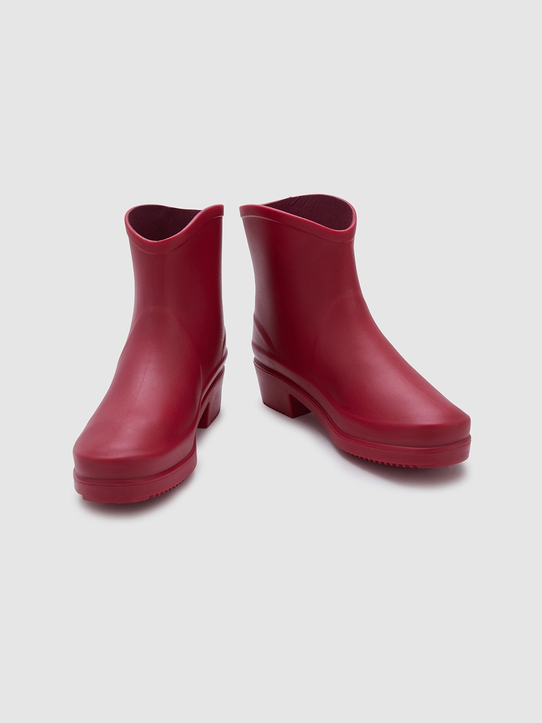 

Sole To Soul Women Heeled Waterproof Non-Slip Mid-Top Rain Boots, Red