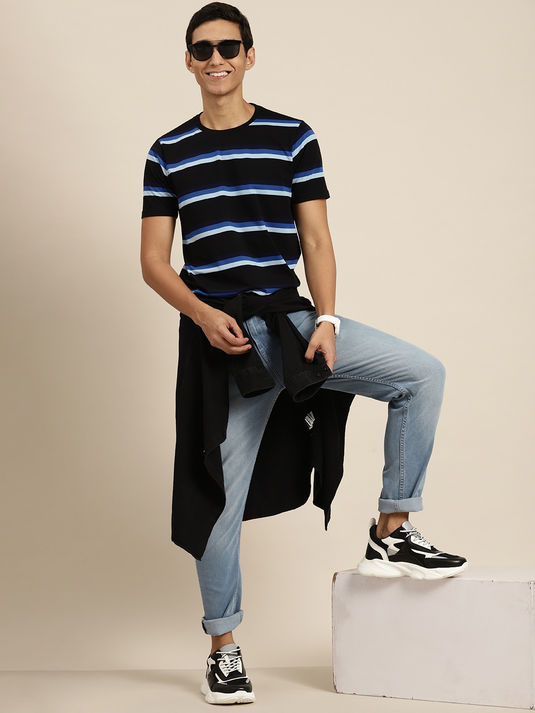 

HERE&NOW Men Striped T-shirt, Navy blue