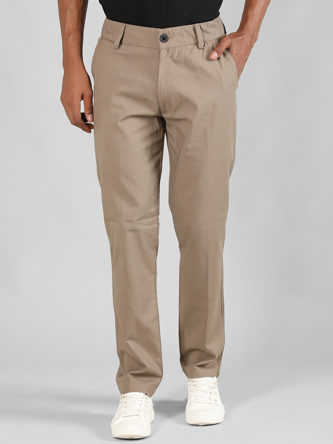 

Dlanxa Men Classic Mid Rise Linen Formal Chinos Trousers, Brown