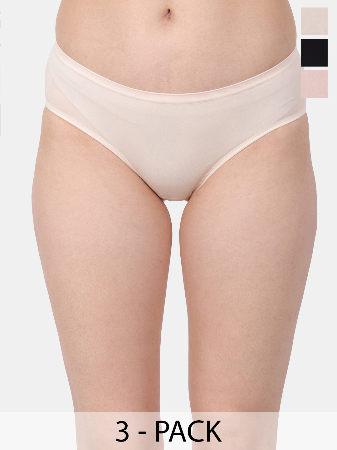 

Amour Secret Pack Of 3 Mid-Rise Leak Proof Hipster Briefs, Beige