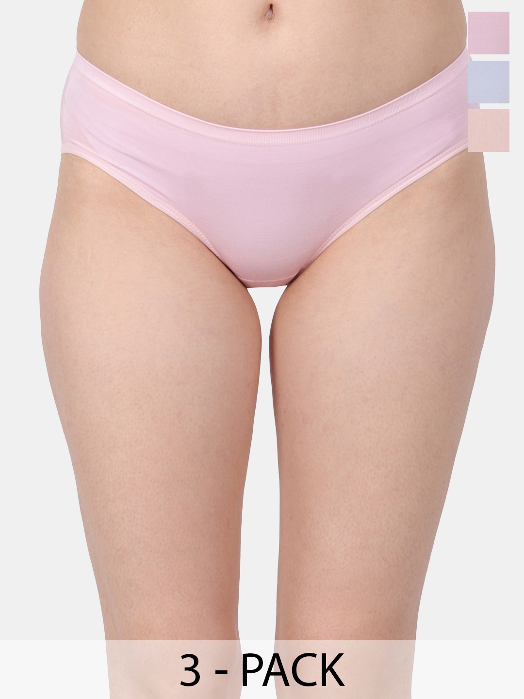 

Amour Secret Women Pack Of 3 Mid-Rise Leak Proof Hipster Briefs P3312_Pnk_Pch_Lblu, Pink