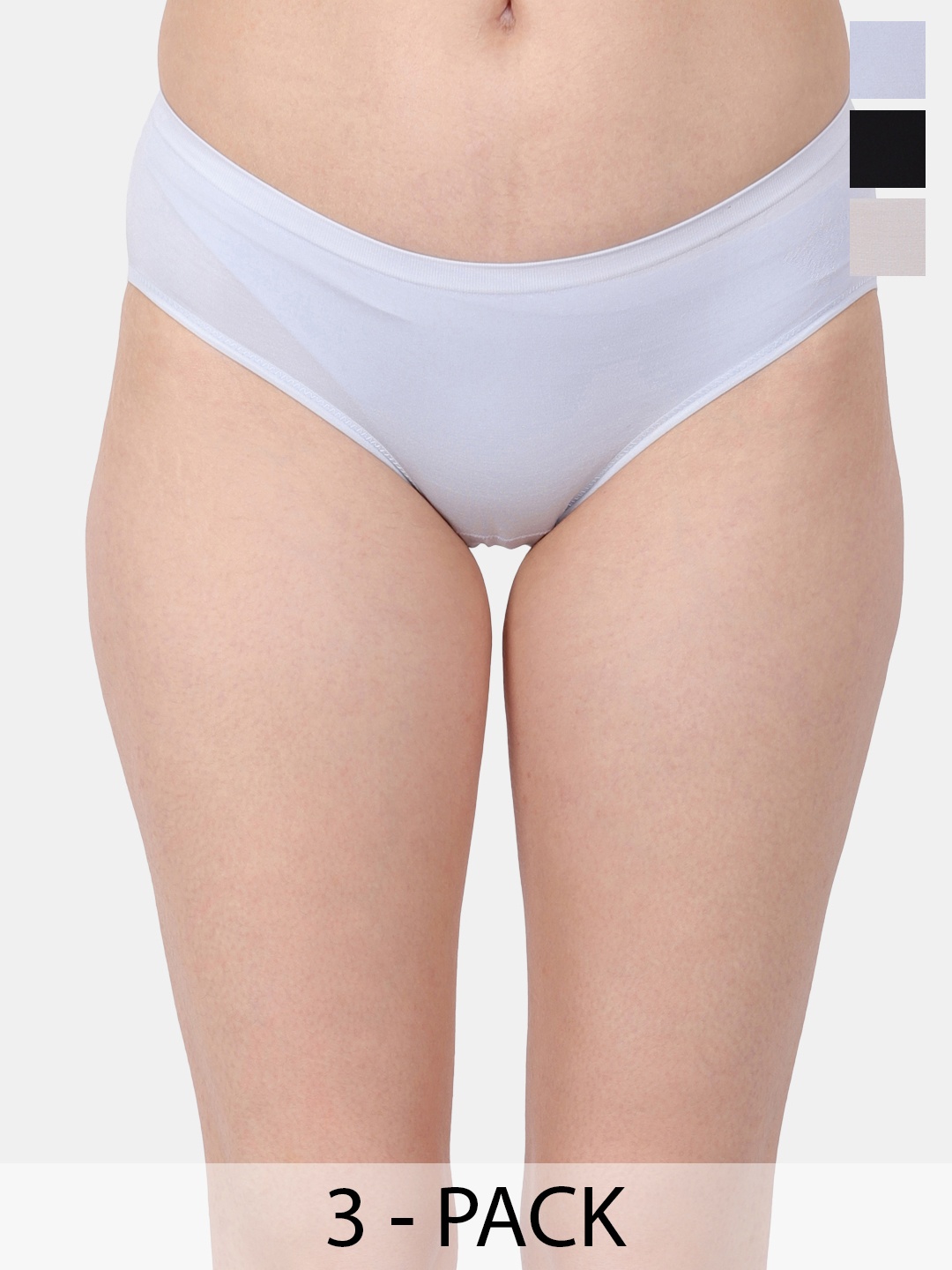 

Amour Secret Pack Of 3 Mid-Rise Leak Proof Hipster Briefs P3312_Lblu_Gry_Blk, Blue