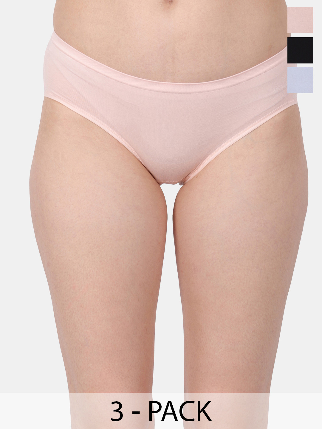 

Amour Secret Pack Of 3 Mid-Rise Leak Proof Hipster Briefs, Peach