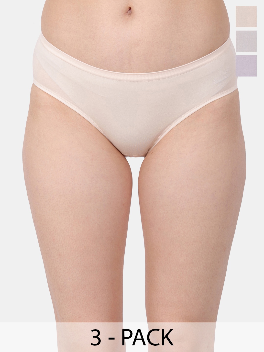 

Amour Secret Pack Of 3 Mid-Rise Leak Proof Hipster Briefs P3312_Skn_Prl_Gry, Beige