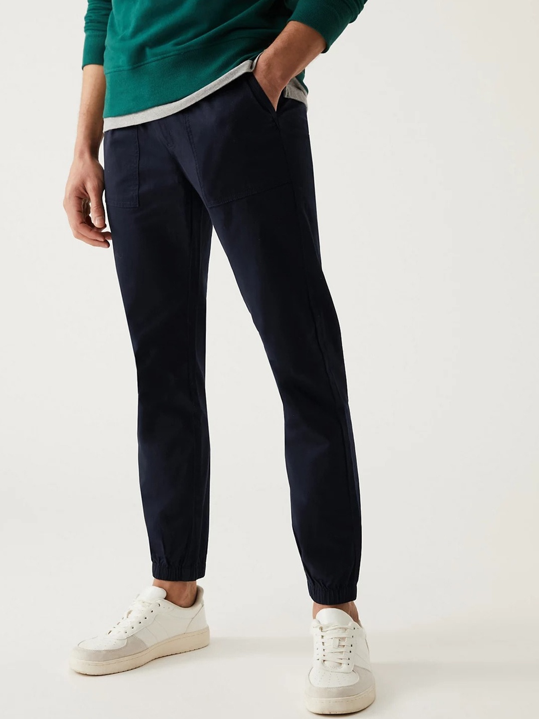 

Marks & Spencer Men Slim Fit Joggers, Navy blue