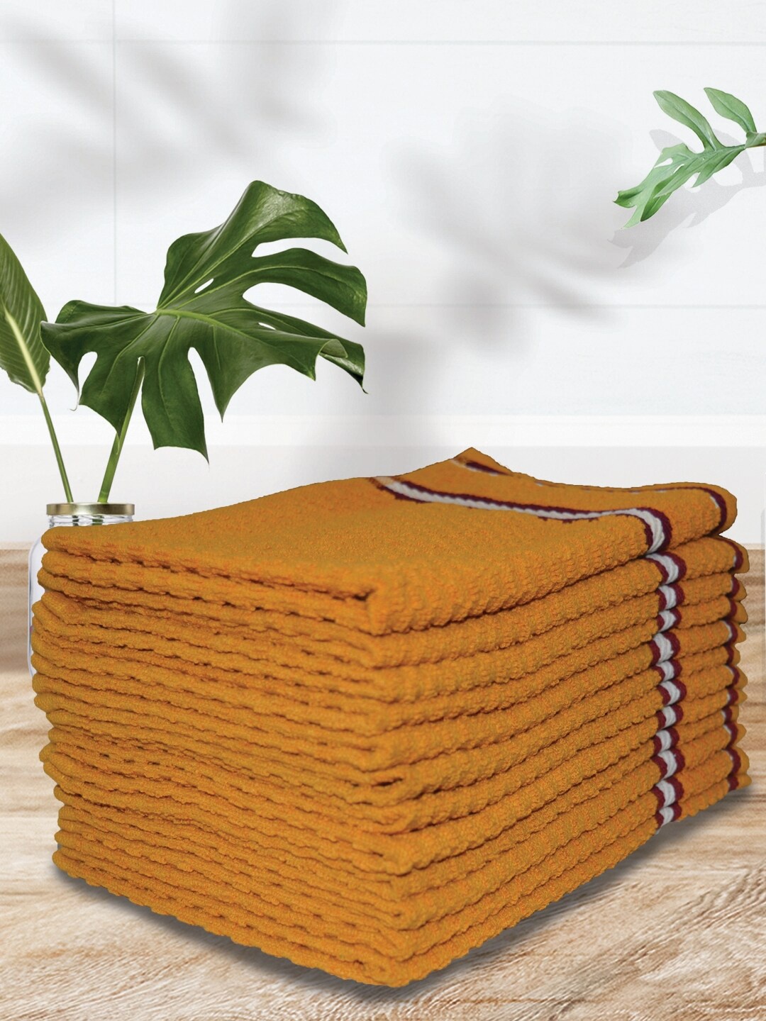

Athom Trendz Mustard Yellow 12 Pieces Popcorn Textured Pure Cotton Hand Towels