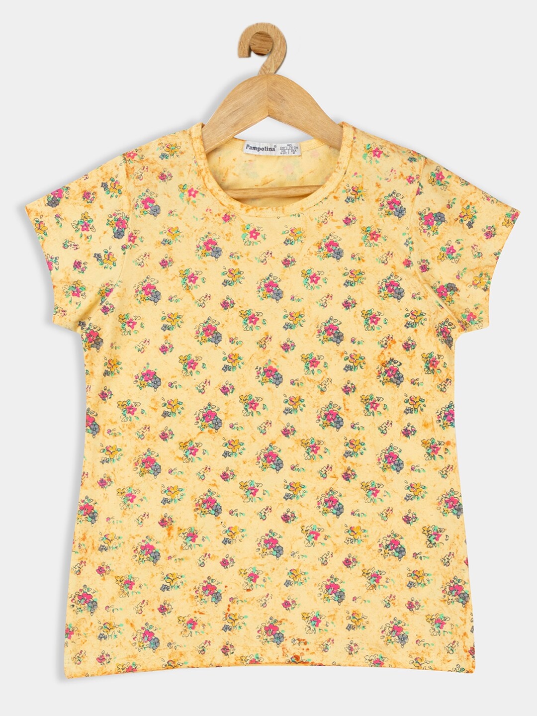 

PAMPOLINA Girls Floral Printed Cotton Top, Yellow