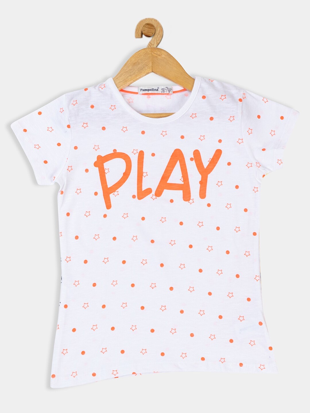 

PAMPOLINA Girls Typography Printed Cotton T-Shirt, White