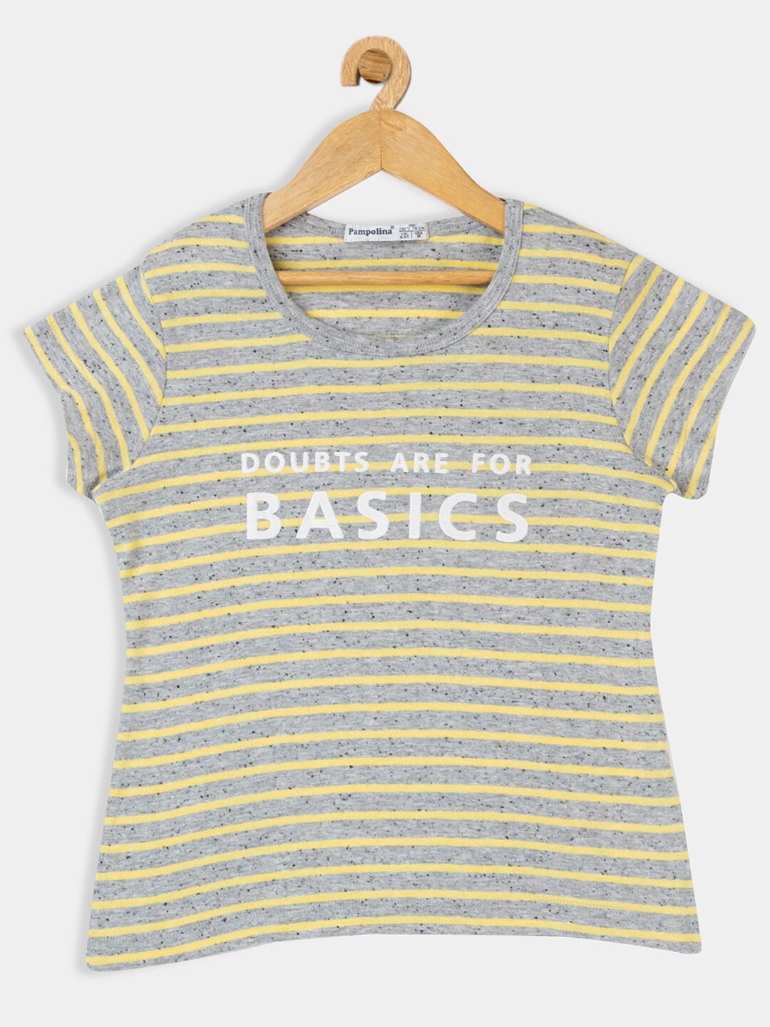 

PAMPOLINA Girls Striped Cotton T-Shirt, Yellow