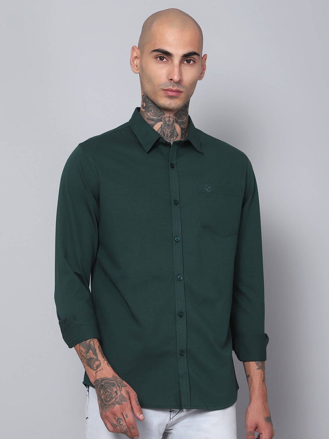 

Cantabil Comfort Spread Collar Casual Shirt, Green