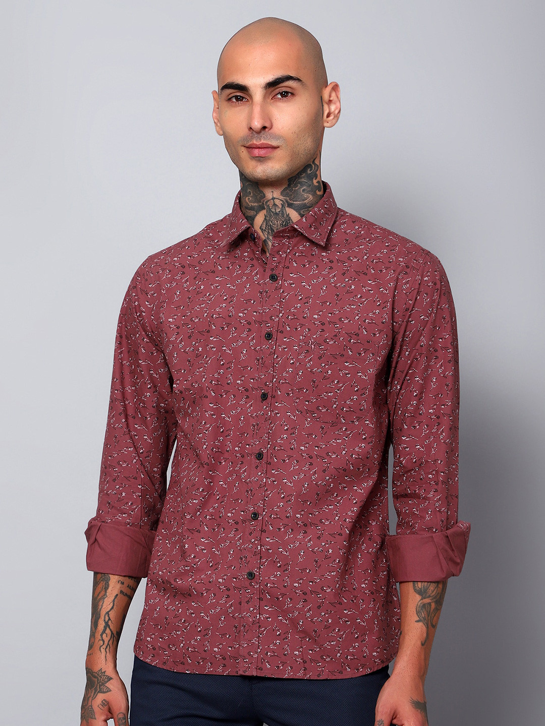 

Cantabil Comfort Floral Printed Cotton Casual Shirt, Brown