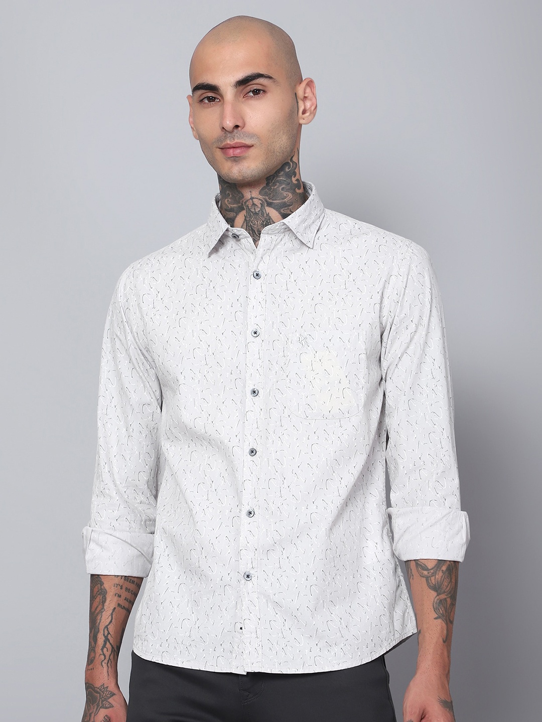 

Cantabil Comfort Abstract Printed Cotton Casual Shirt, Grey