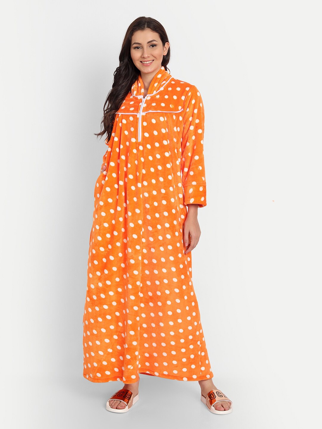 

PALIVAL Polka Dot Printed Maxi Nightdress, Orange