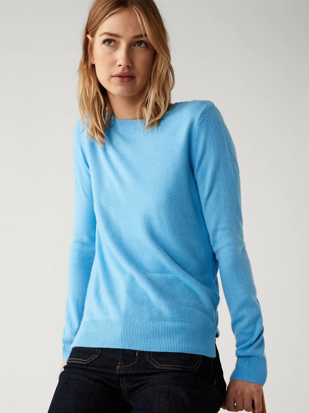 

Marks & Spencer Round Neck Acrylic Sweater, Blue