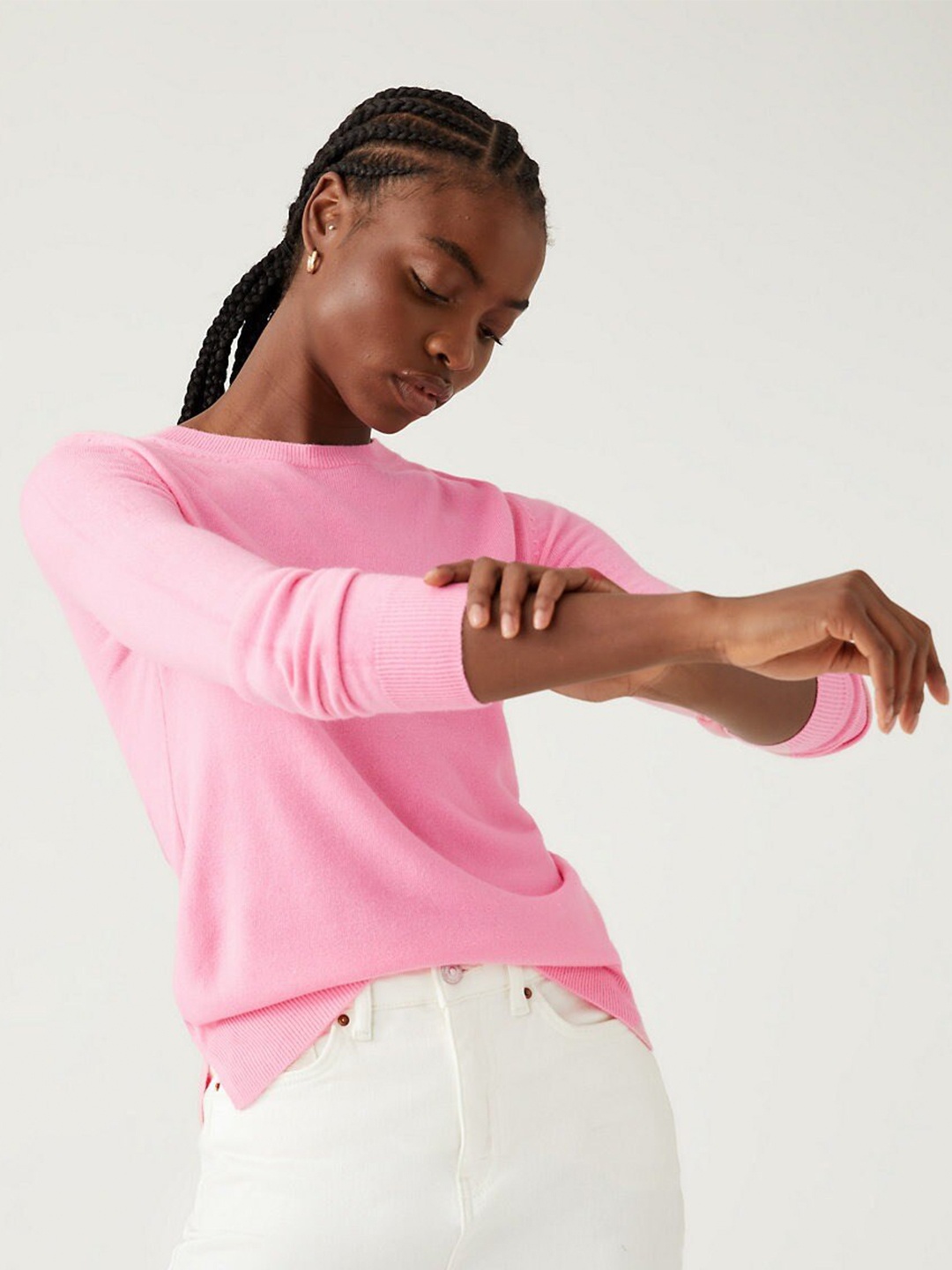 

Marks & Spencer Acrylic Knitted Pullover, Pink