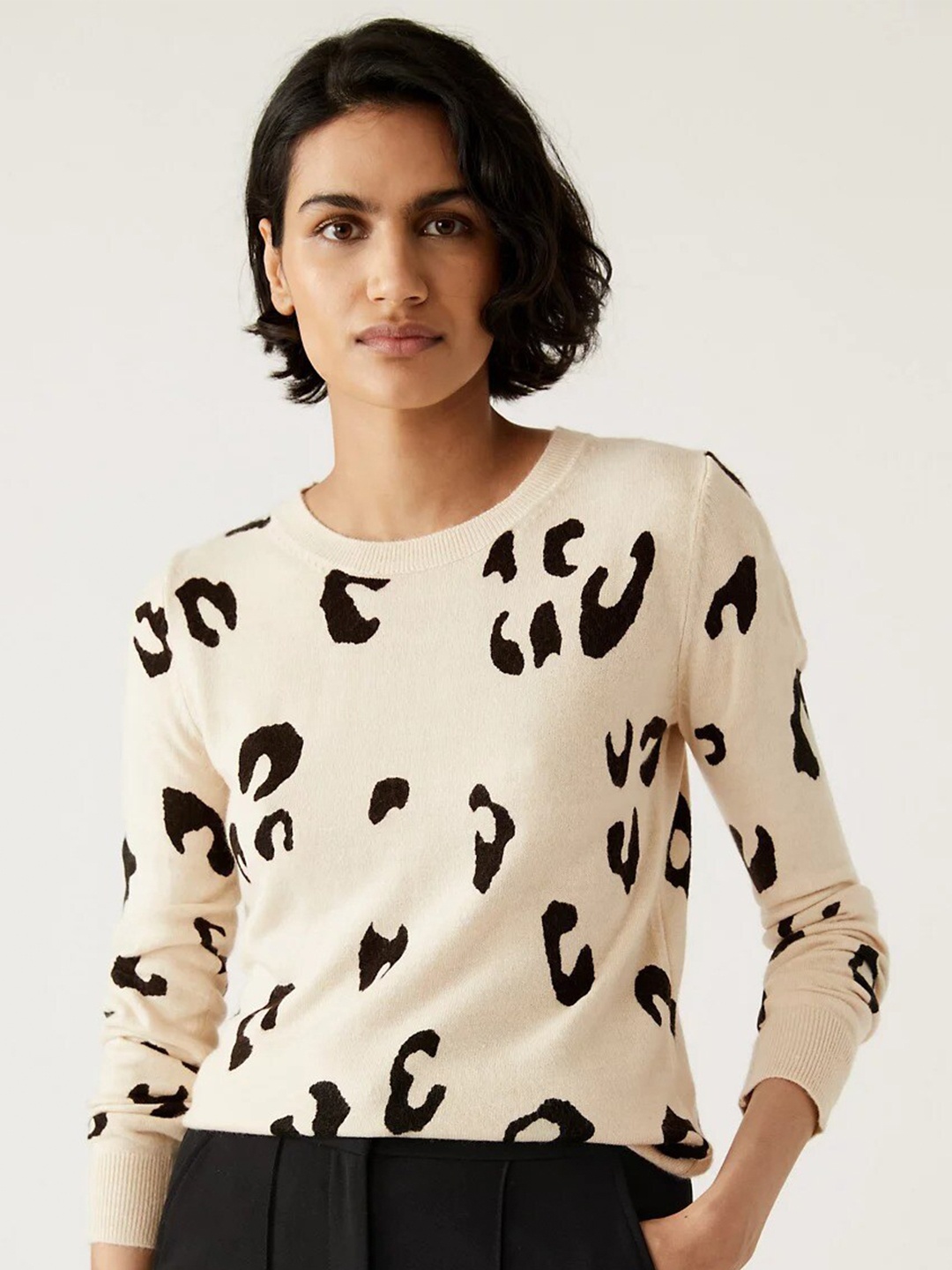 

Marks & Spencer Animal Printed Pullover, Beige