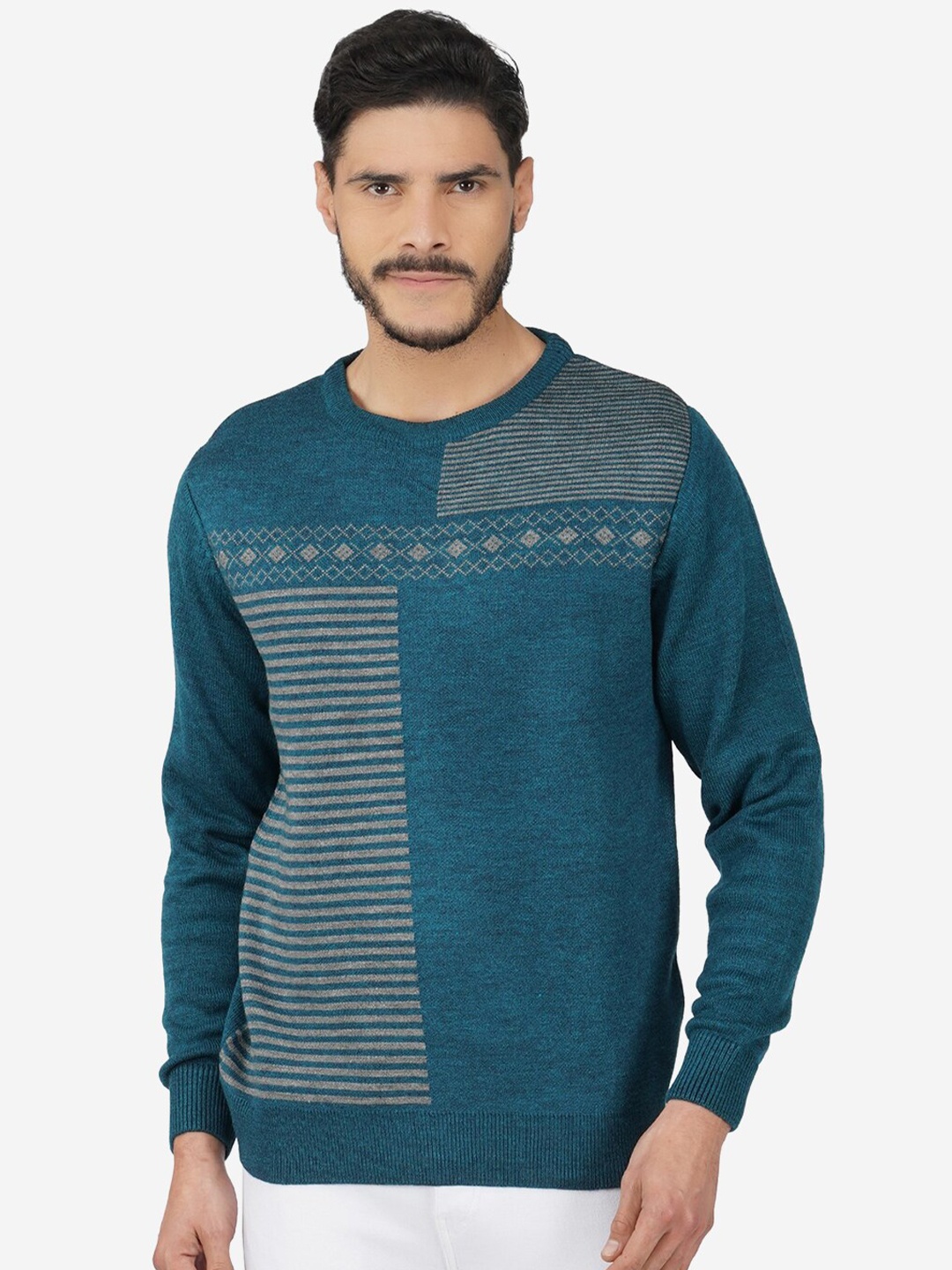 

JoE Hazel Printed Acrylic Pullover, Blue