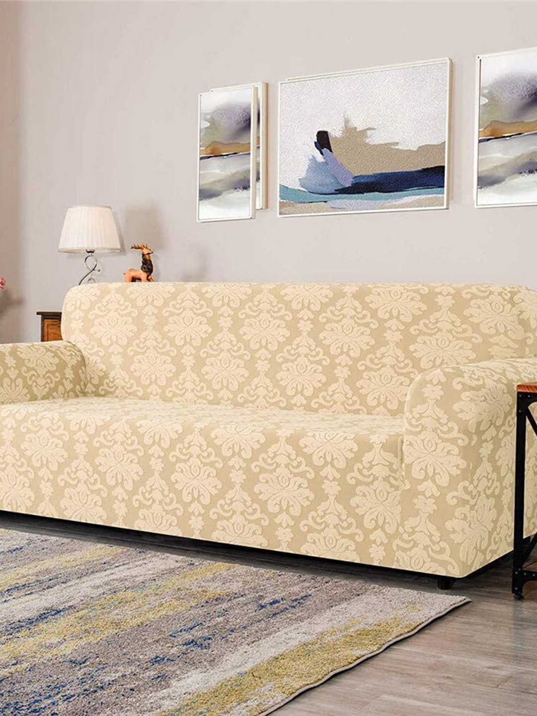 

HOUSE OF QUIRK Universal Beige Ethnic Motifs-Printed Jacquard 4-Seater Sofa Covers