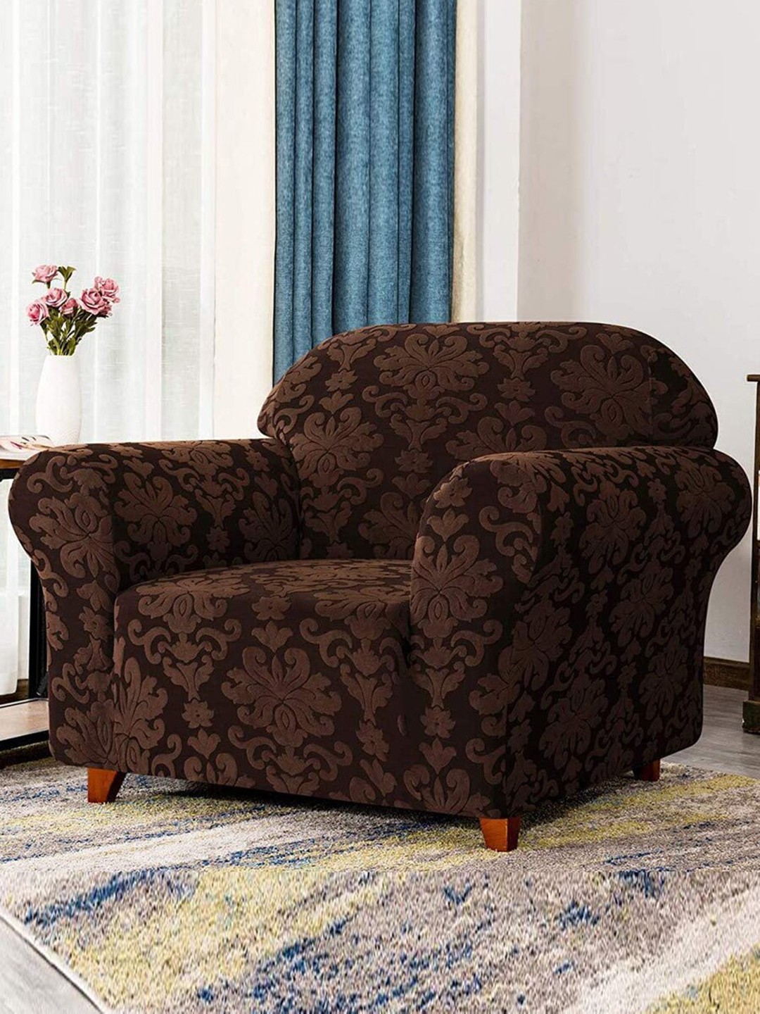 

HOUSE OF QUIRK Universal Brown Waterproof & Flexible 1-Seater SofaCover