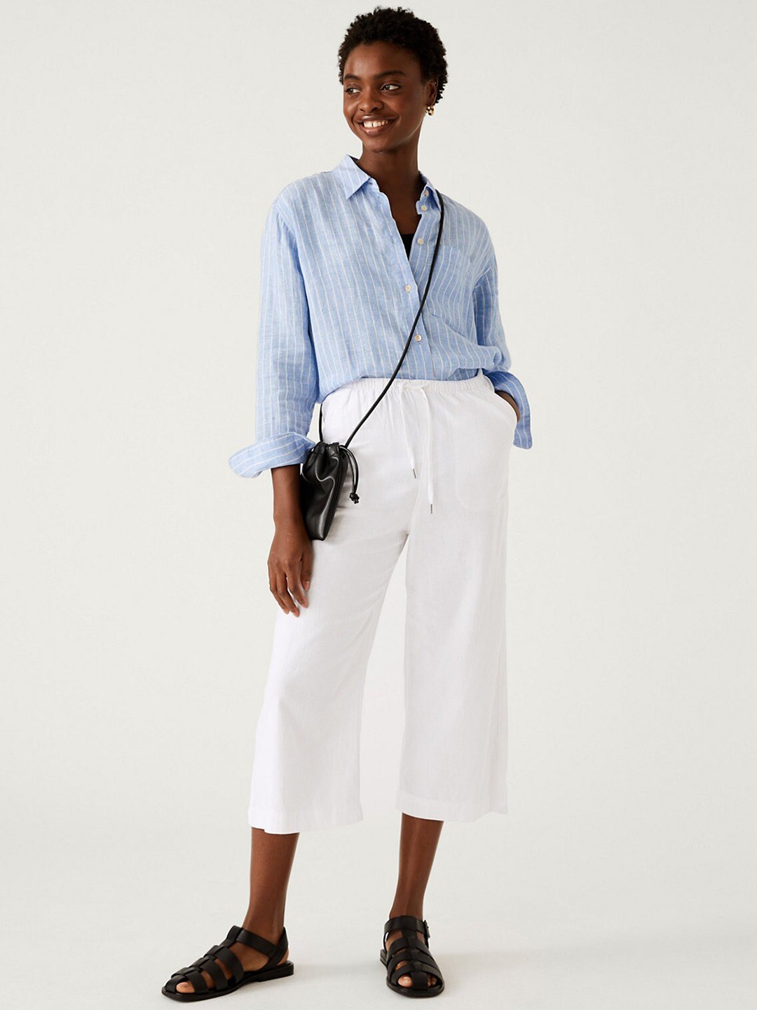 

Marks & Spencer Women Straight Fit High-Rise Trousers, White