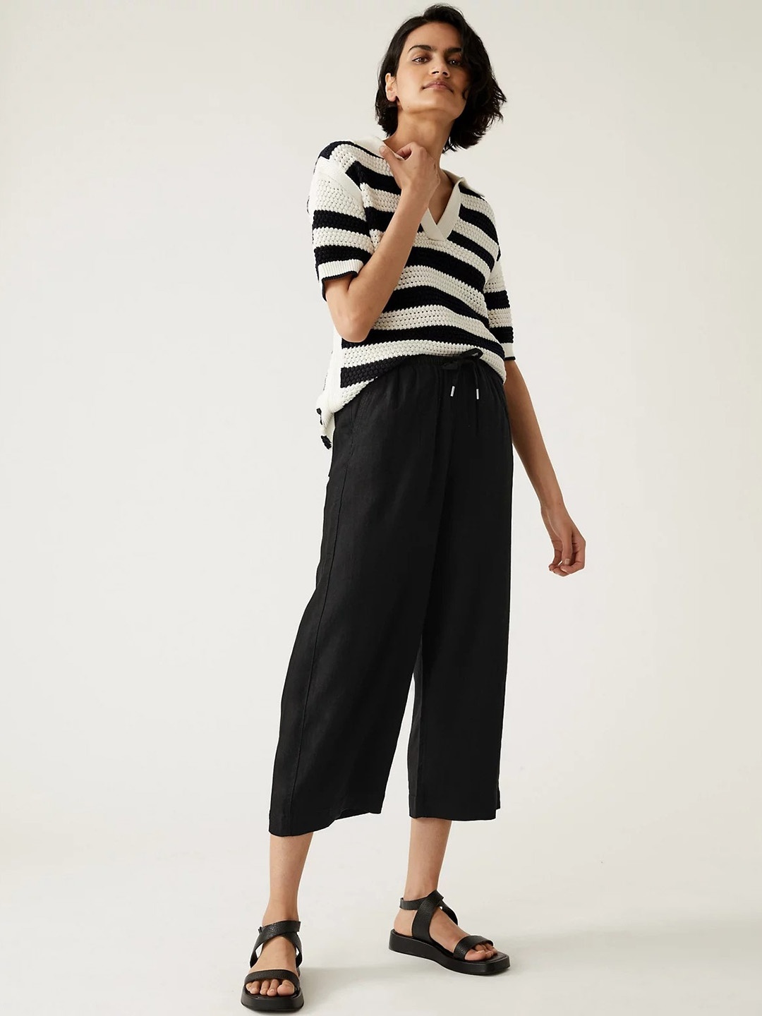 

Marks & Spencer Women Straight Fit High-Rise Trousers, Black