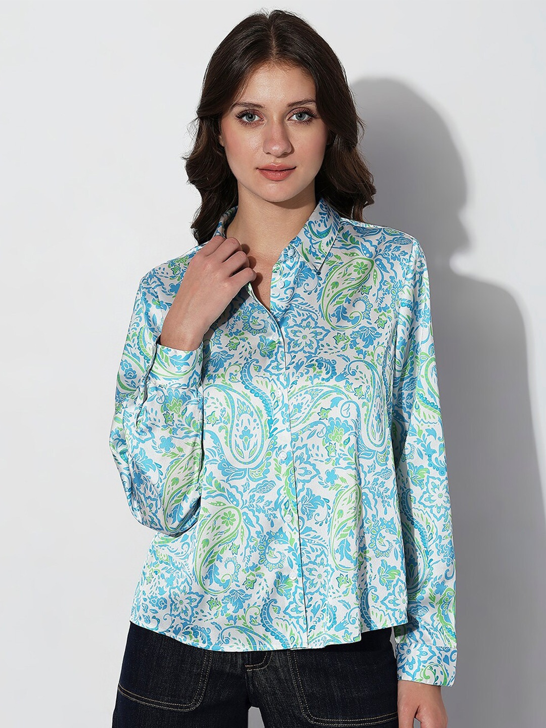 

Vero Moda Ethnic Opaque Printed Casual Shirt, Blue