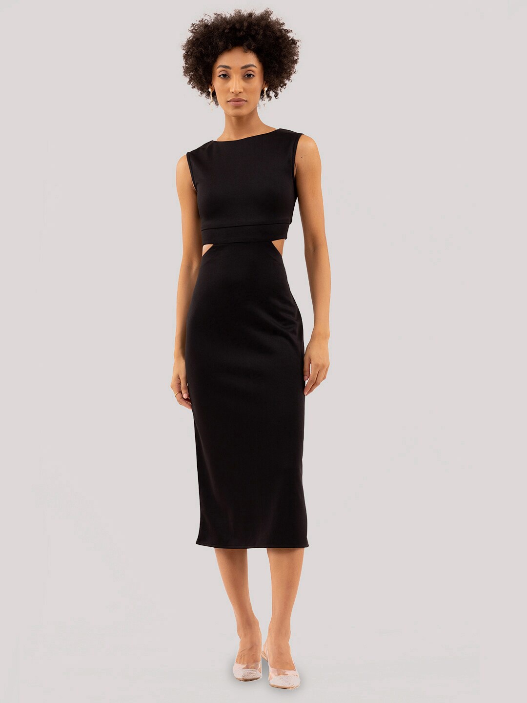 

Samshek Cut-Out Detailed Boat Neck Sheath Dress, Black