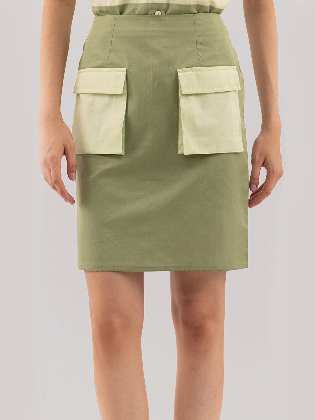 

Samshek Pocket Detailed High-Waisted A-Line Mini Skirt, Green