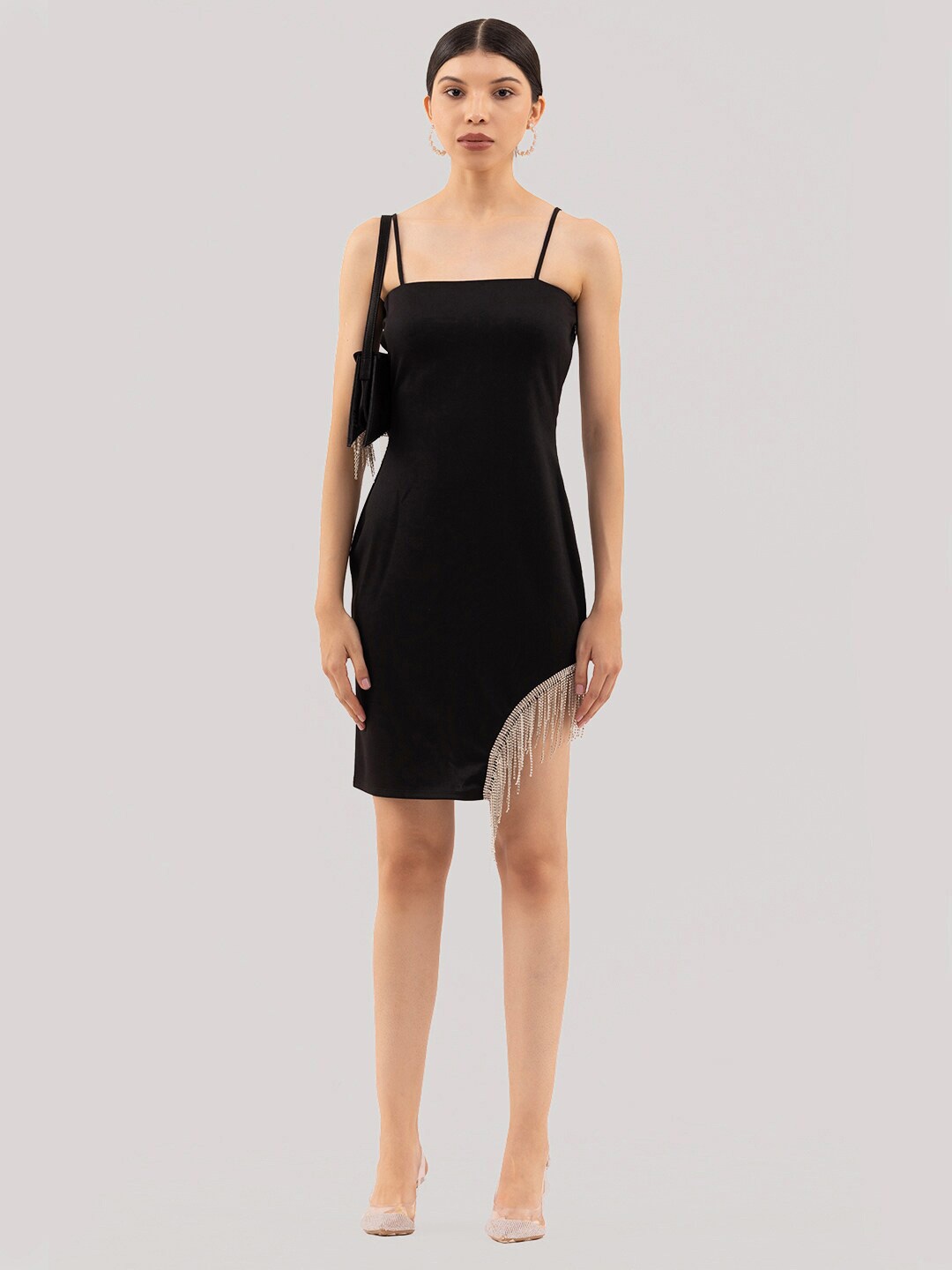 

Samshek Shoulder Straps Embellished Detailed Sheath Dress, Black