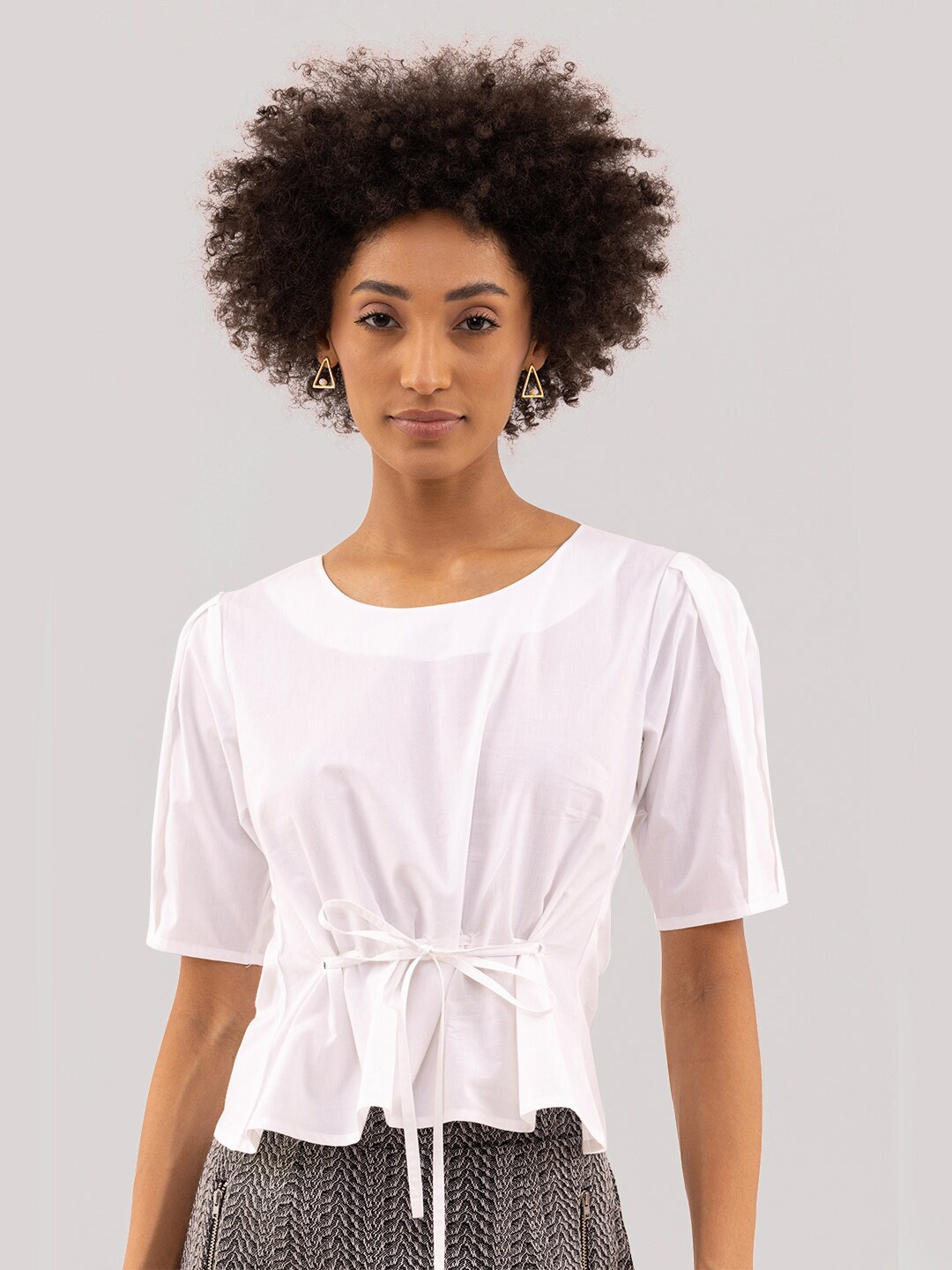

Samshek Cotton Regular Top, White