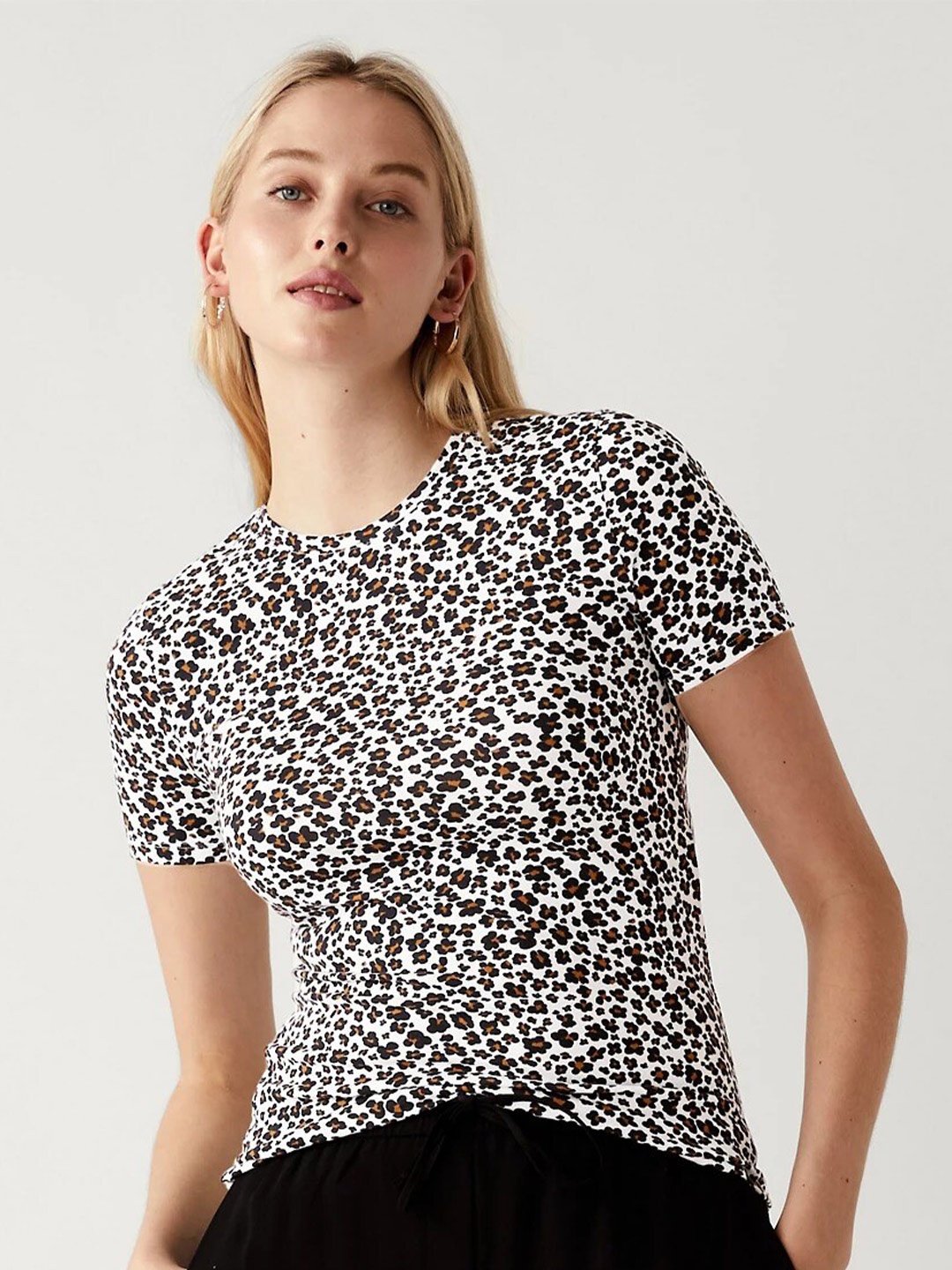 

Marks & Spencer Animal Skin Printed Cotton T-shirt, Brown